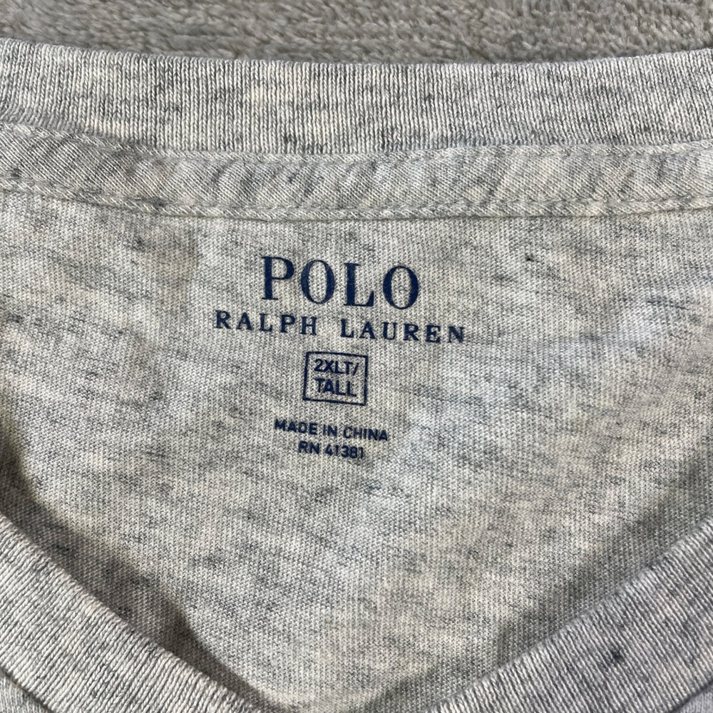 Polo Ralph Lauren T Shirt Mens 2LT Tall Gray Heather V Neck Preppy Casual - Picture 2 of 11